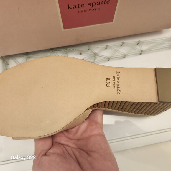 Kate Spade Meena Canvas Wedge Sandal in Warm Stone. NIB. Size 8.5 - Picture 6 of 11